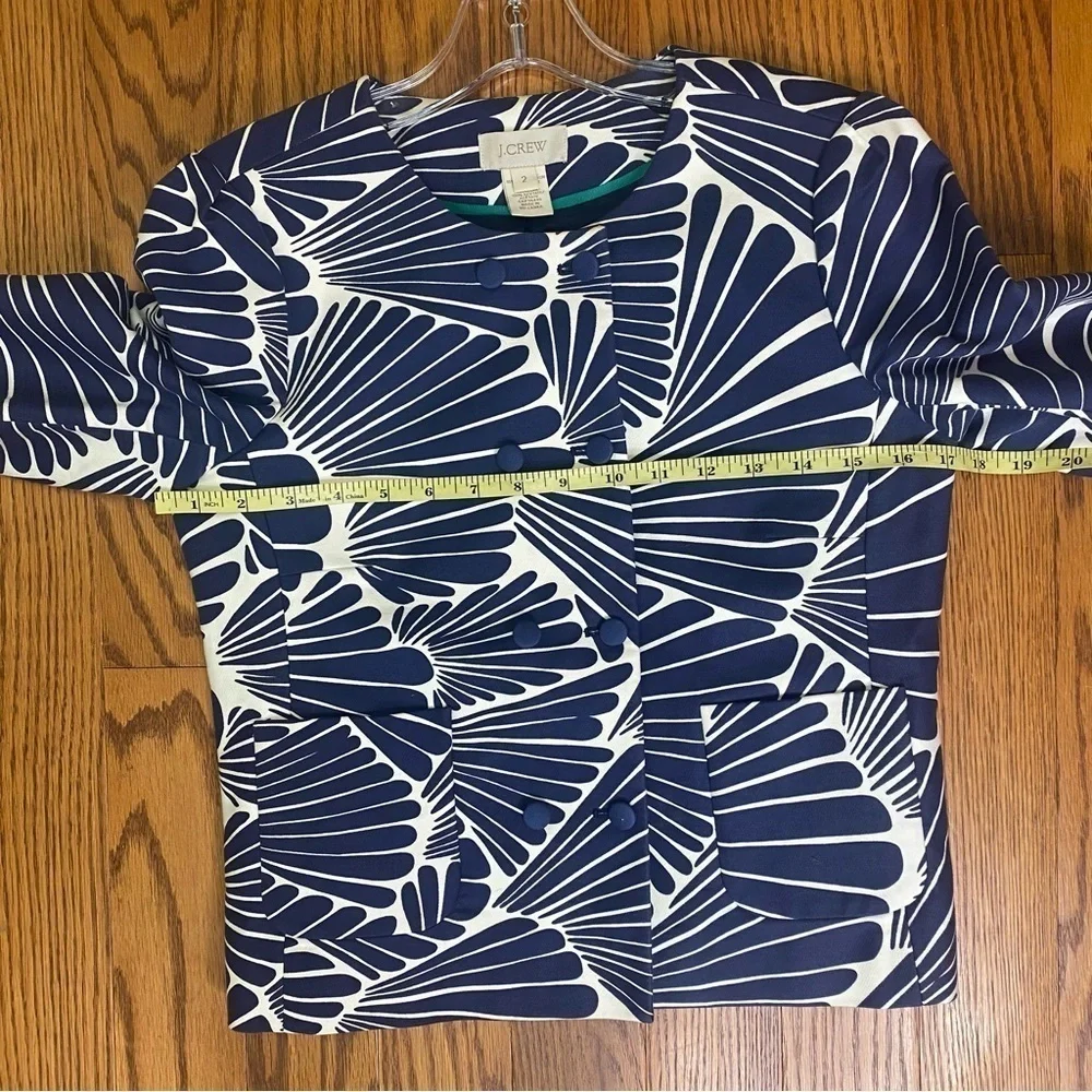 J.Crew blue white fanfare blazer separate double breasted jacket size 2